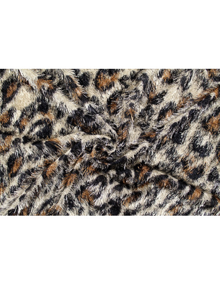 Tissu Maille Pull à Poils Guépard Beige clair -Au Mètre