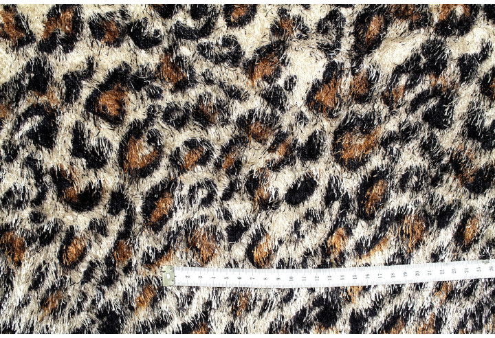 Tissu Maille Pull à Poils Guépard Beige clair -Au Mètre