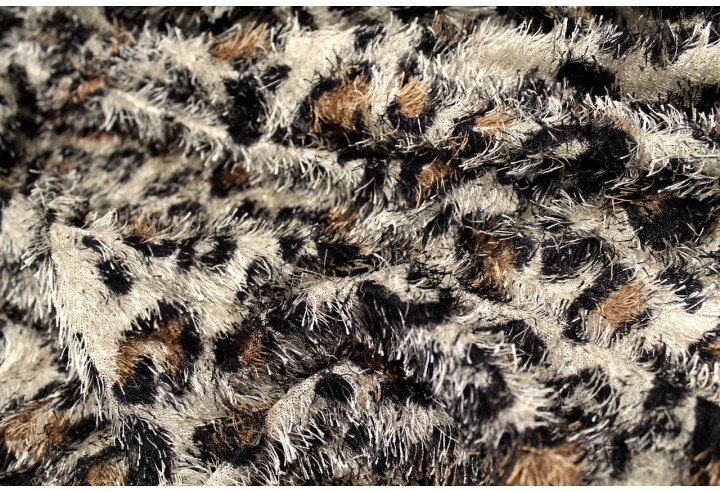 Tissu Maille Pull à Poils Guépard Beige clair -Au Mètre