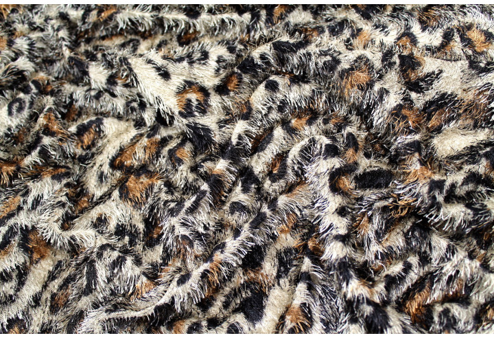 Tissu Maille Pull à Poils Guépard Beige clair -Au Mètre