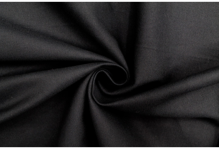 Tissu Gabardine Coton Drill Uni Noir -Au Mètre
