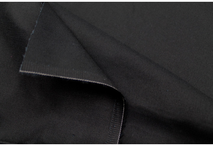 Tissu Gabardine Coton Drill Uni Noir -Au Mètre