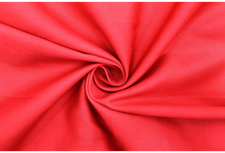 Tissu Gabardine Coton Drill Uni Rouge -Au Mètre