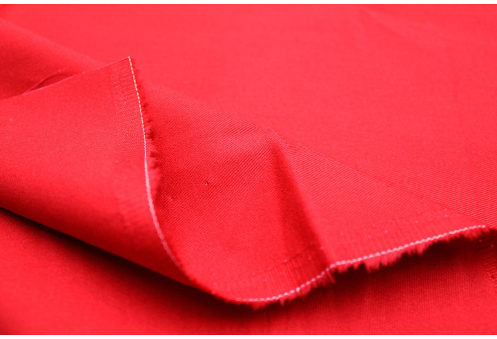 Tissu Gabardine Coton Drill Uni Rouge -Au Mètre