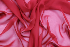 Tissu Mousseline Unie Rouge Carmin -Au Mètre 2