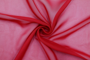 Tissu Mousseline Unie Rouge Carmin -Au Mètre