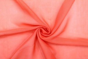Tissu Mousseline Unie Corail -Au Mètre