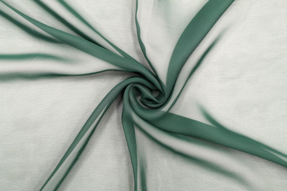 Tissu Mousseline Unie Vert Sapin -Coupon de 3 mètres