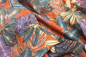 Tissu Viscose Imprimée Tropika Brique -Au Mètre 2