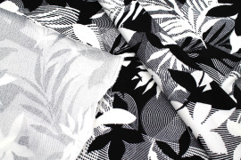 Tissu Maille Crêpe Scuba Exotik Noir et Blanc -Au Mètre