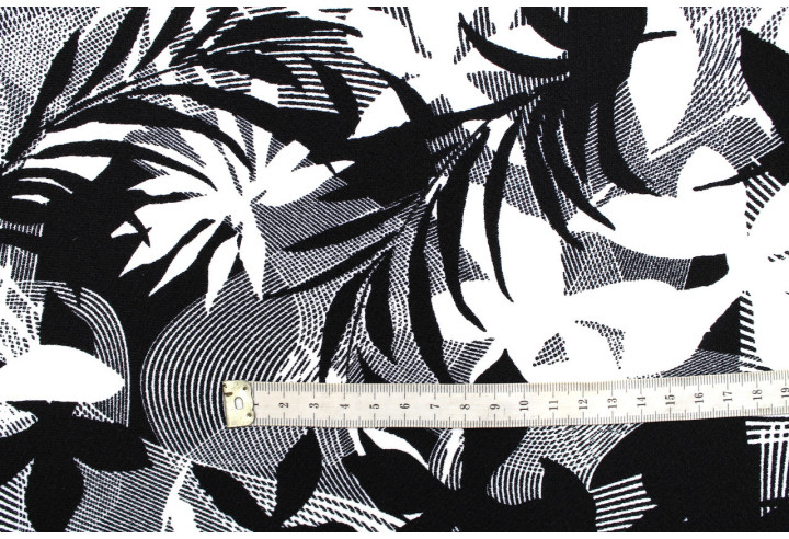 Tissu Maille Crêpe Scuba Exotik Noir et Blanc -Au Mètre