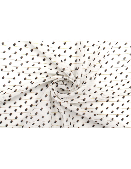 Tissu Mousseline Crinkle Lurex Imprimée Points Blanc -Au Mètre