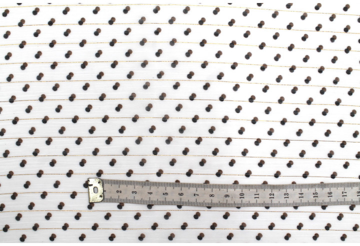 Tissu Mousseline Crinkle Lurex Imprimée Points Blanc -Au Mètre