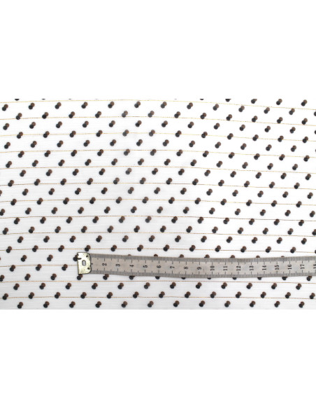 Tissu Mousseline Crinkle Lurex Imprimée Points Blanc -Au Mètre