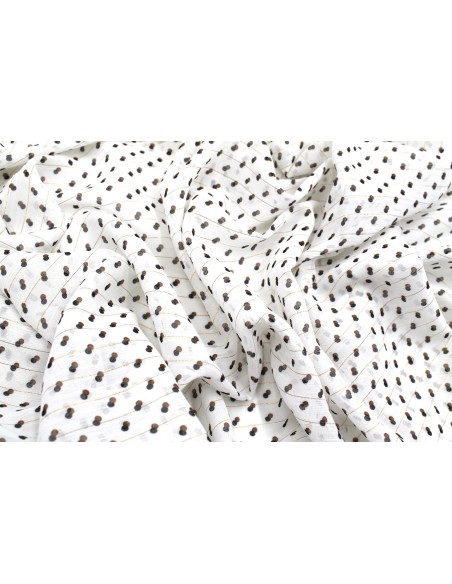 Tissu Mousseline Crinkle Lurex Imprimée Points Blanc -Au Mètre
