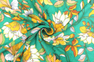 Tissu Jersey Léger Fleurs Bubble Vert -Au Mètre