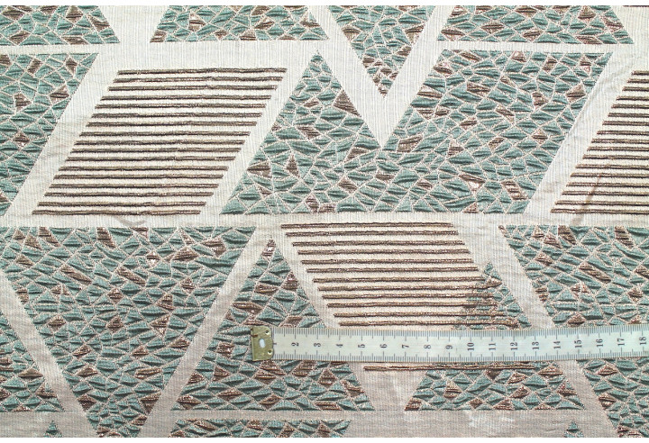 Tissu Brocart Jacquard Triangles Vert clair -Au Mètre