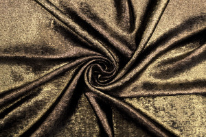 Tissu Satin Foil Noir Brillant Or -Au Mètre