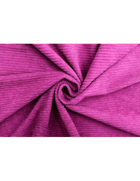 Tissu Velours Maille Côtelé Cyclamen -Au Mètre