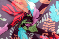 Tissu Mousseline Georgette Imprimée Fleur Sophie Prune -Au Mètre