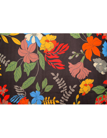 Tissu Mousseline Georgette Imprimée Fleur Sophie Marron -Au Mètre