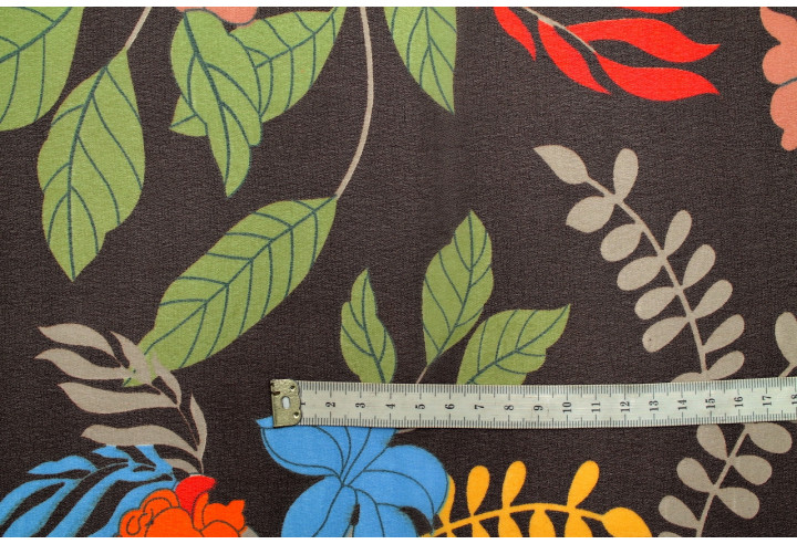 Tissu Mousseline Georgette Imprimée Fleur Sophie Marron -Au Mètre