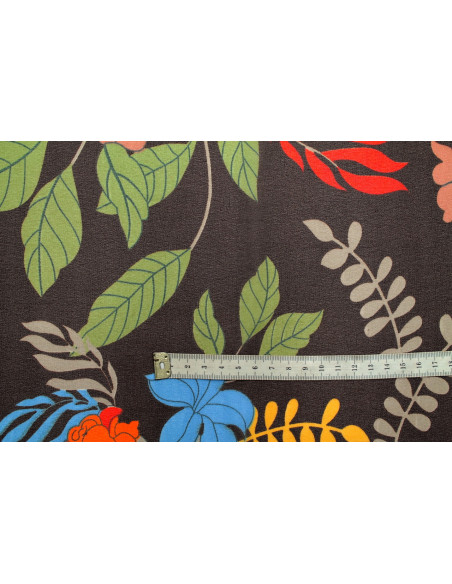 Tissu Mousseline Georgette Imprimée Fleur Sophie Marron -Au Mètre