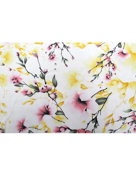 Tissu Popeline Viscose Imprimé Fleur Relief Rose -Au Mètre