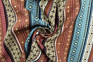 Tissu Popeline Viscose Imprimé Indiana Turquoise -Au Mètre