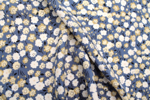 Tissu Popeline Viscose Imprimé Florasia Bleu Foncé -Au Mètre 2