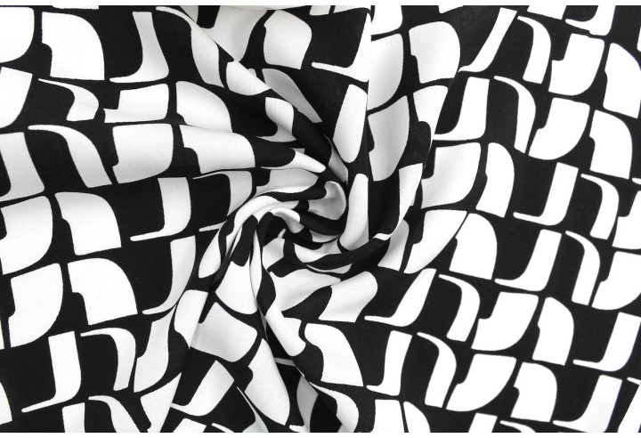 Tissu Popeline Viscose Imprimé Lamed Blanc -Au Mètre
