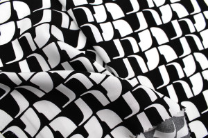 Tissu Popeline Viscose Imprimé Lamed Blanc -Au Mètre 2