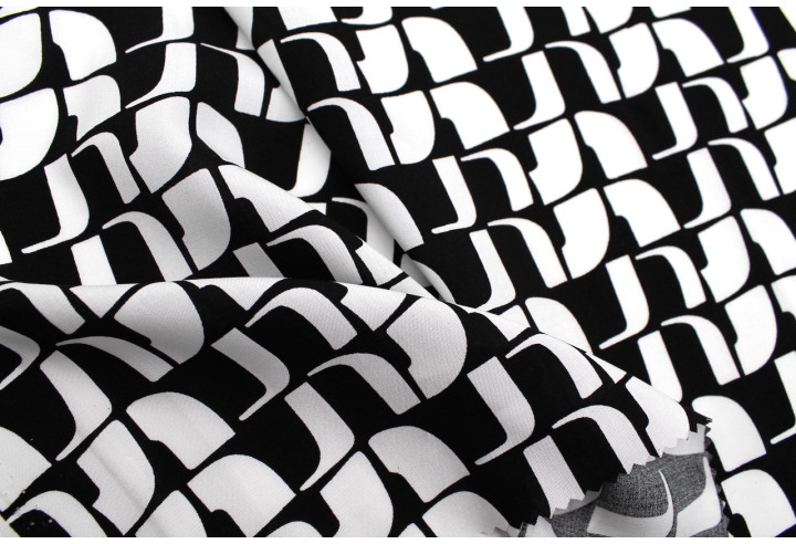 Tissu Popeline Viscose Imprimé Lamed Blanc -Au Mètre