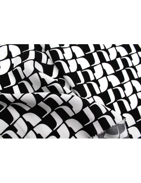 Tissu Popeline Viscose Imprimé Lamed Blanc -Au Mètre