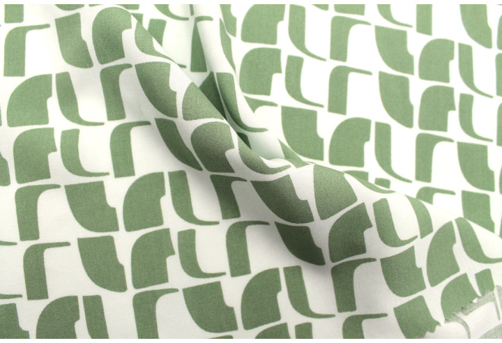 Tissu Popeline Viscose Imprimé Lamed Tilleul -Au Mètre