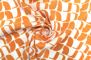 Tissu Popeline Viscose Imprimé Lamed Orange -Au Mètre