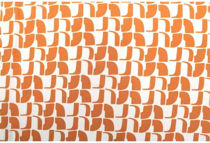 Tissu Popeline Viscose Imprimé Lamed Orange -Au Mètre
