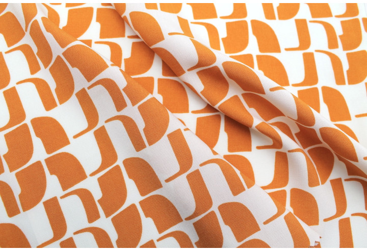 Tissu Popeline Viscose Imprimé Lamed Orange -Au Mètre