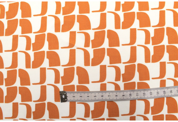Tissu Popeline Viscose Imprimé Lamed Orange -Au Mètre