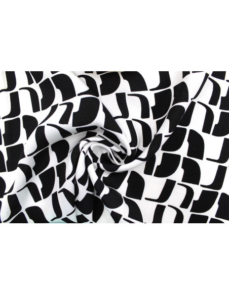 Tissu Popeline Viscose Imprimé Lamed Noir -Au Mètre