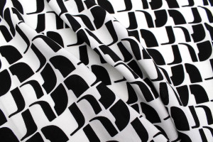 Tissu Popeline Viscose Imprimé Lamed Noir -Au Mètre 2