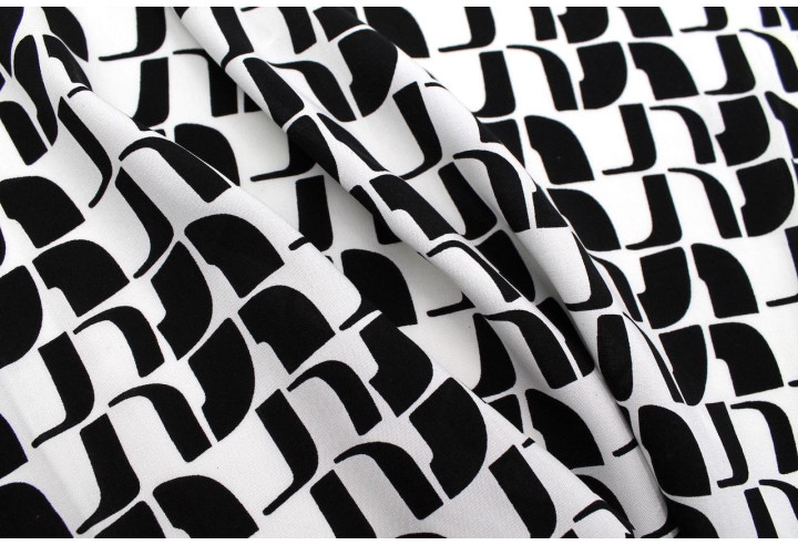 Tissu Popeline Viscose Imprimé Lamed Noir -Au Mètre