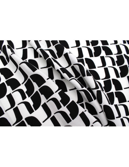 Tissu Popeline Viscose Imprimé Lamed Noir -Au Mètre