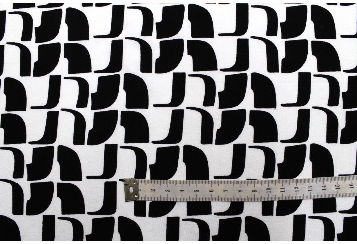 Tissu Popeline Viscose Imprimé Lamed Noir -Au Mètre