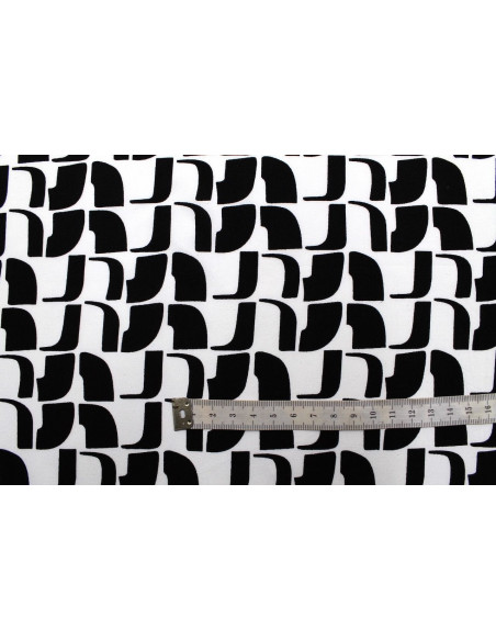 Tissu Popeline Viscose Imprimé Lamed Noir -Au Mètre