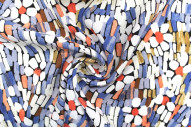 Tissu Popeline Viscose Imprimé Screen Bleu -Au Mètre