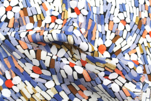 Tissu Popeline Viscose Imprimé Screen Bleu -Au Mètre 2