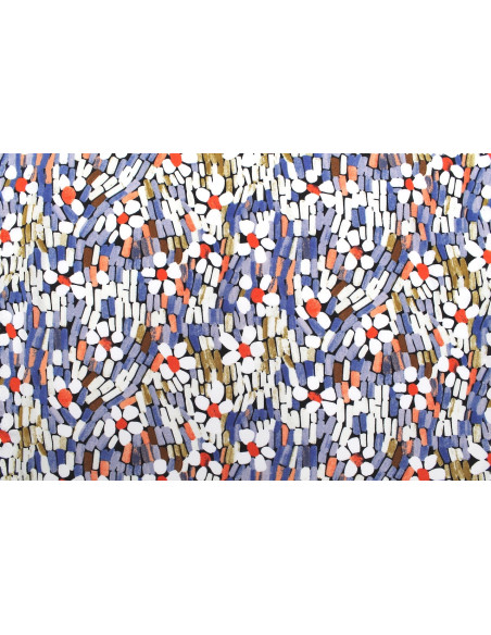 Tissu Popeline Viscose Imprimé Screen Bleu -Au Mètre