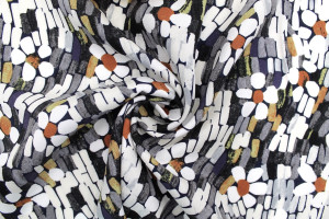 Tissu Popeline Viscose Imprimé Screen Noir -Au Mètre