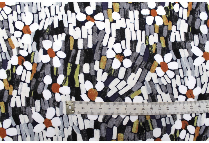 Tissu Popeline Viscose Imprimé Screen Noir -Au Mètre